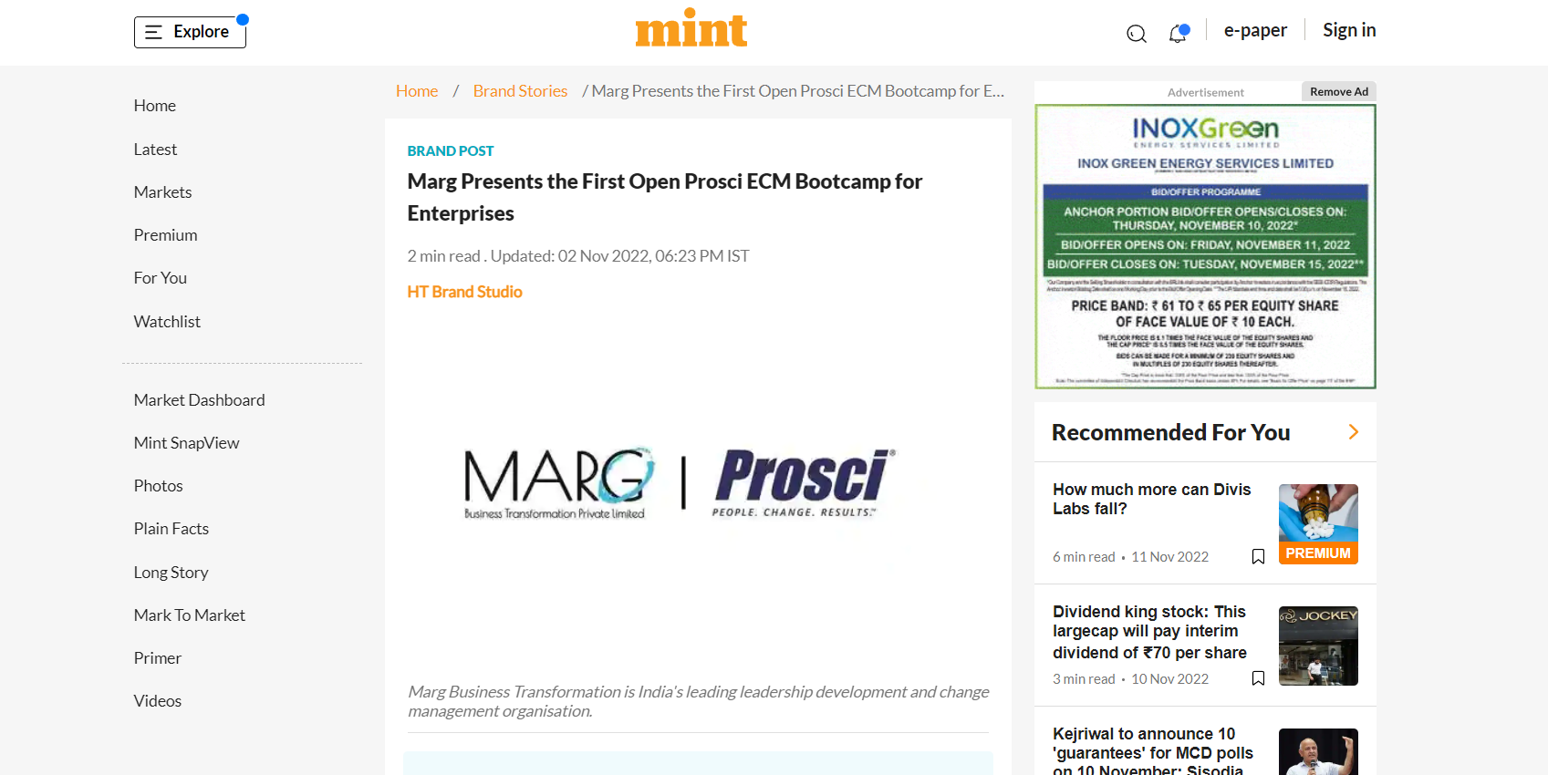 Marg presents the First Open Prosci ECM Bootcamp for Enterprises